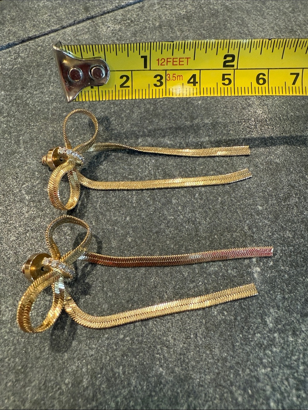 Gold Bow Drop Earrings - Picture 4 of 10